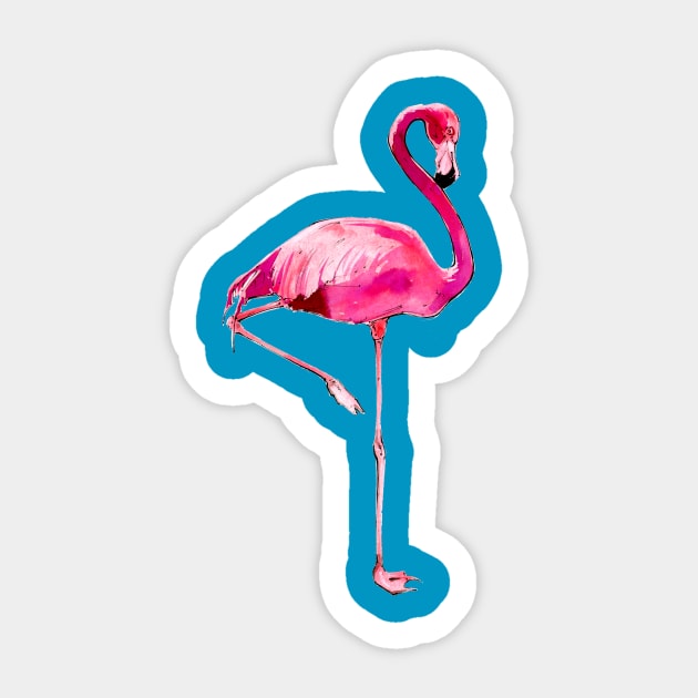 Watercolor Flamingo 3 Sticker by A.E. Kieren Illustration